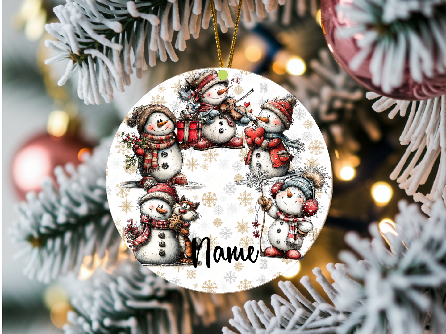 Personalized Whimsical Snowman Ornament • Custom Name Holiday Ornament • Happy Holidays Christmas Gift (2025-17)