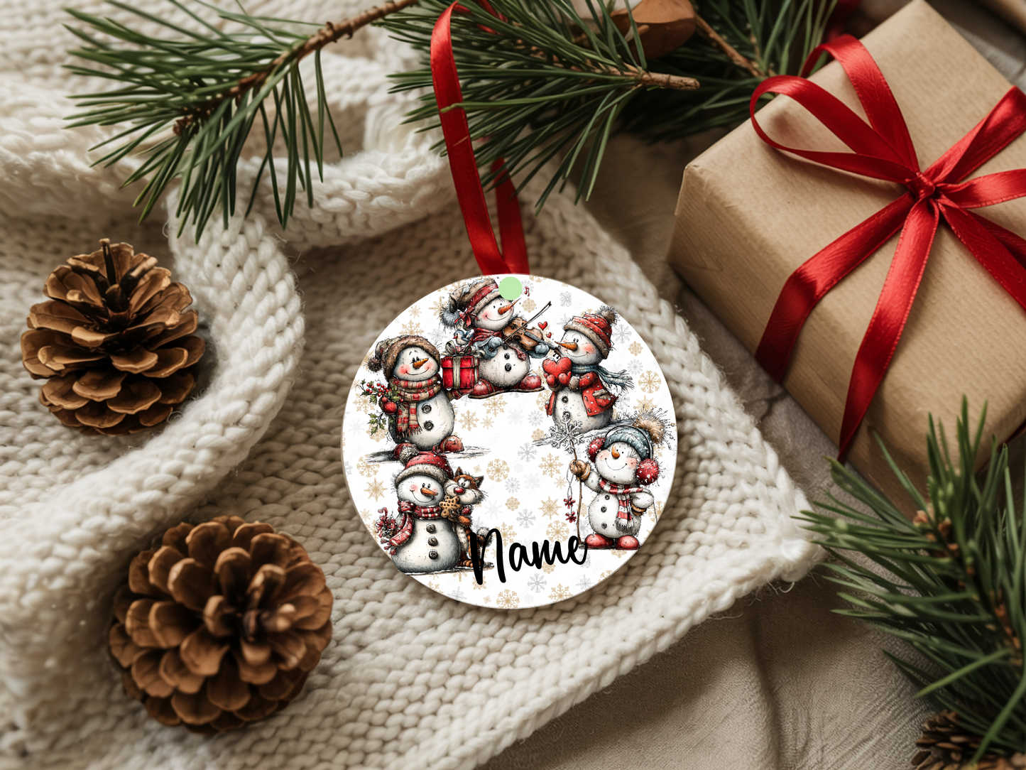 Personalized Whimsical Snowman Ornament • Custom Name Holiday Ornament • Happy Holidays Christmas Gift (2025-17)