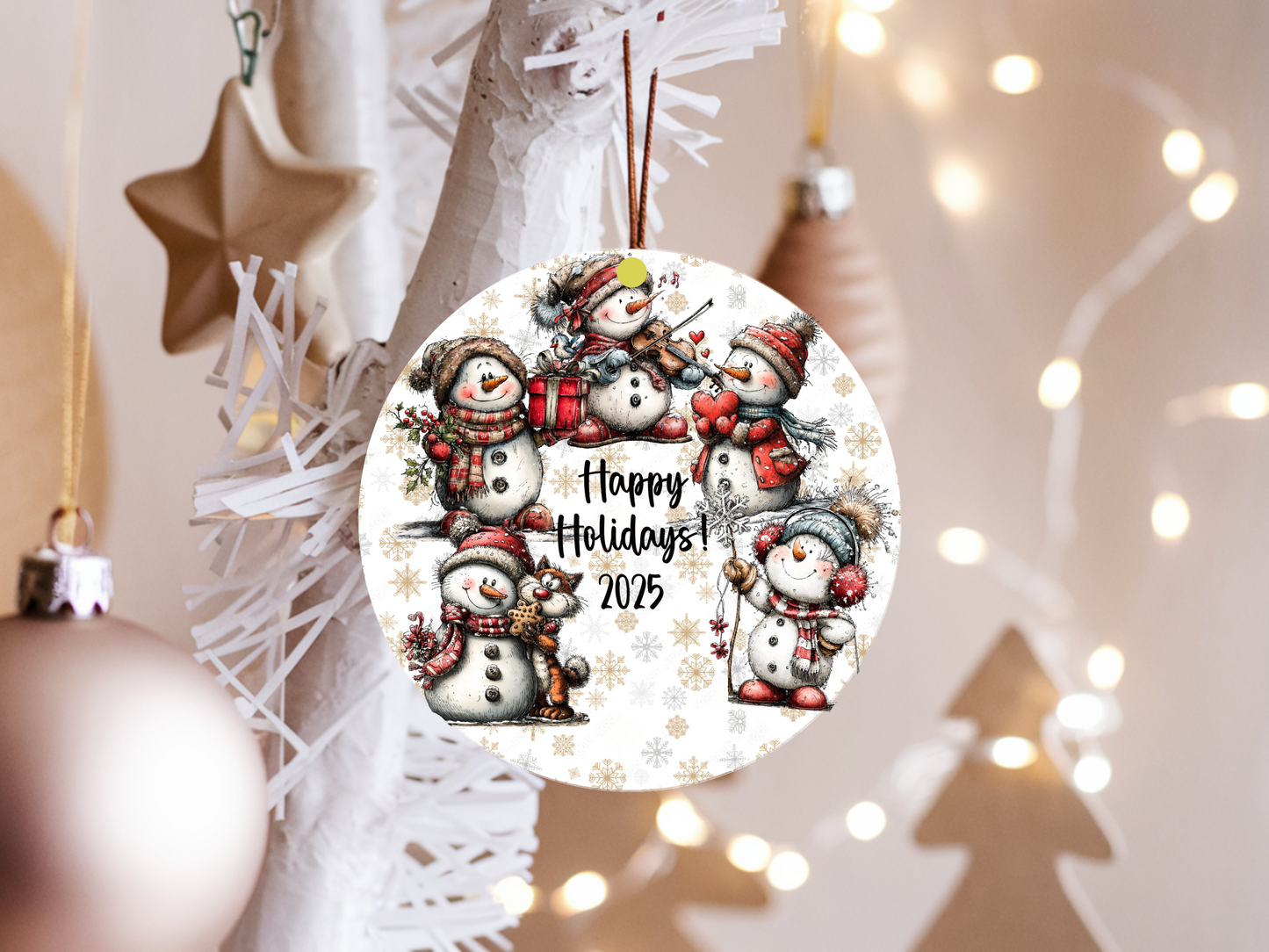 Personalized Whimsical Snowman Ornament • Custom Name Holiday Ornament • Happy Holidays Christmas Gift (2025-17)