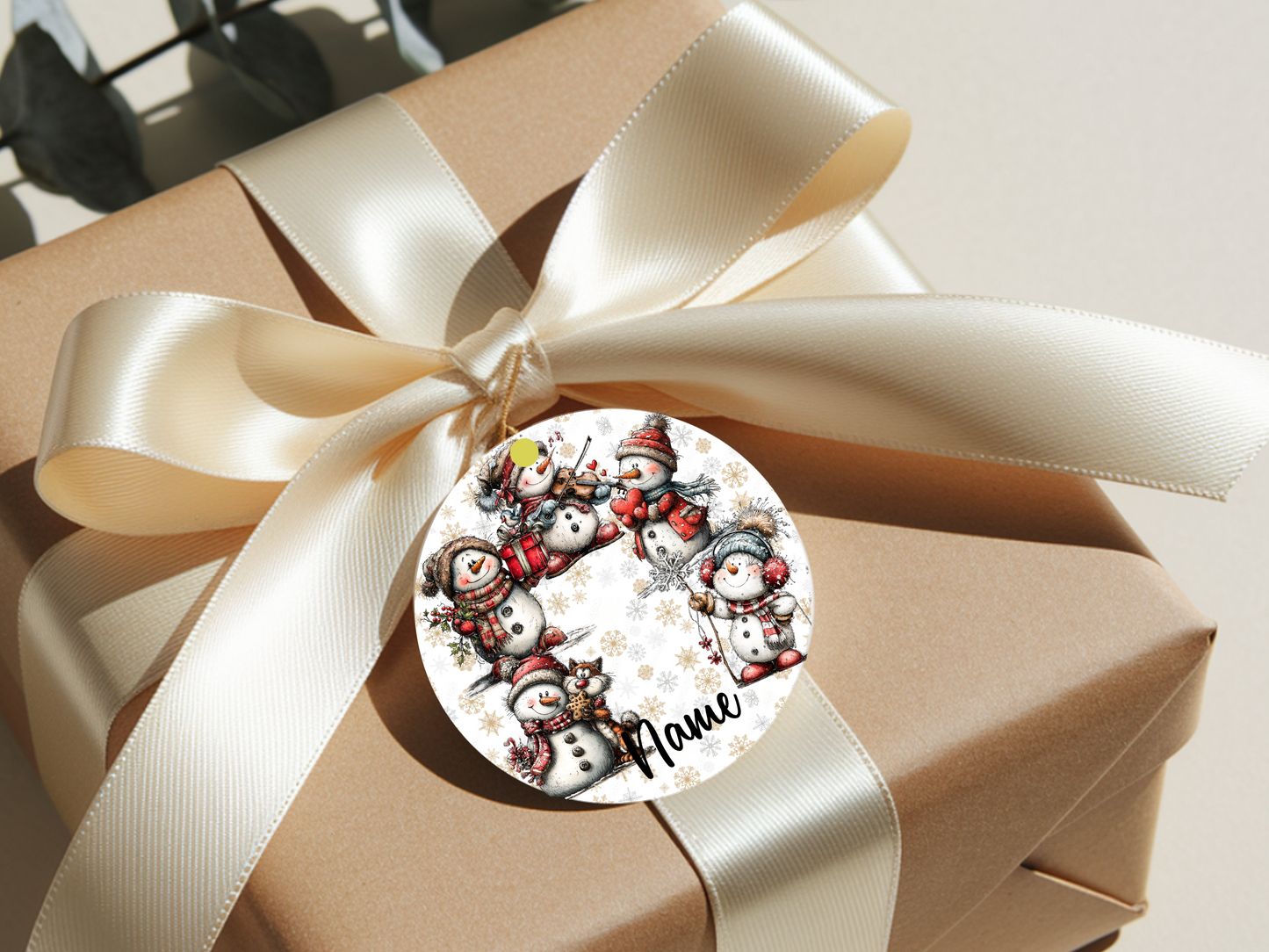 Personalized Whimsical Snowman Ornament • Custom Name Holiday Ornament • Happy Holidays Christmas Gift (2025-17)