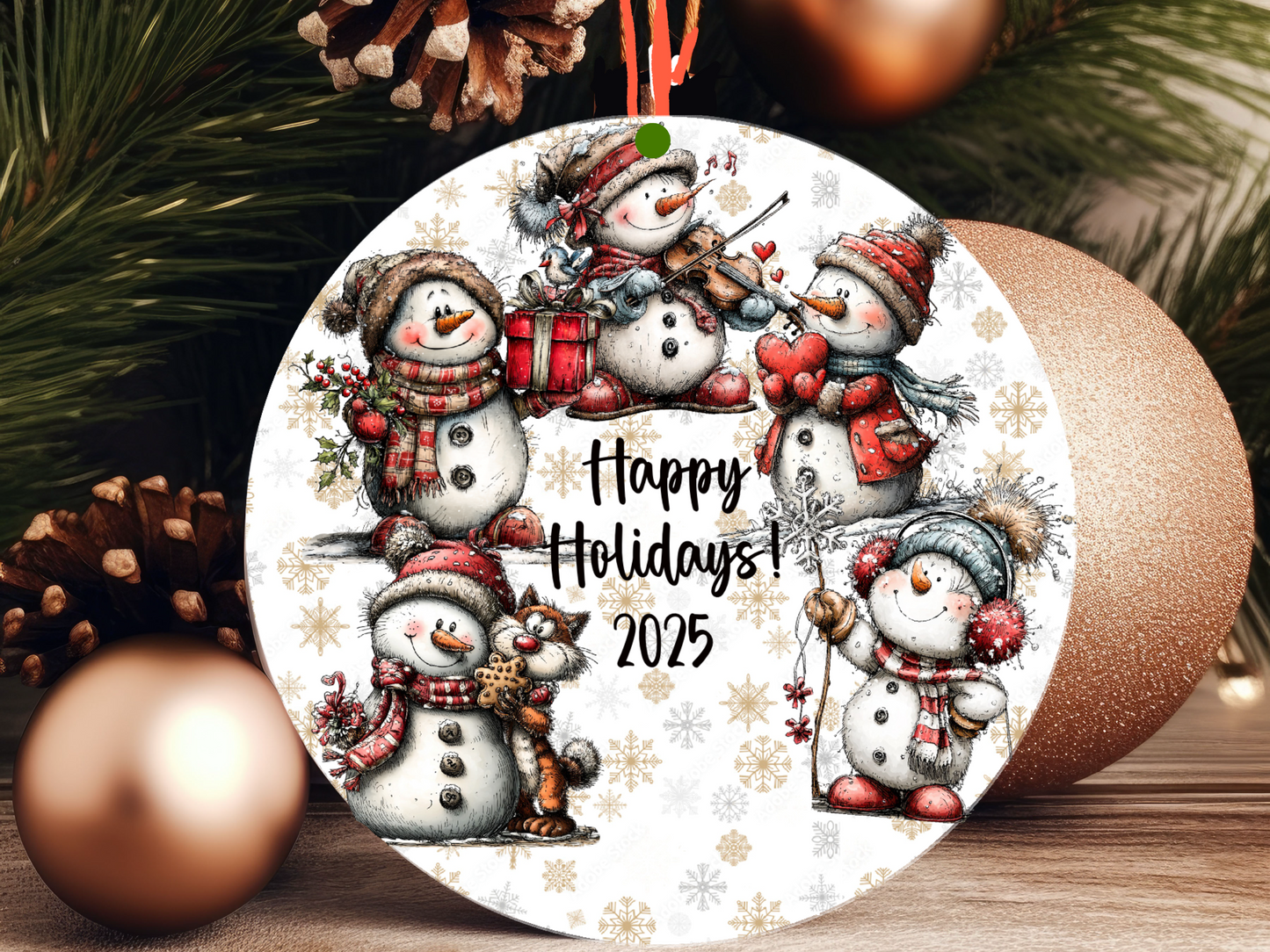 Personalized Whimsical Snowman Ornament • Custom Name Holiday Ornament • Happy Holidays Christmas Gift (2025-17)