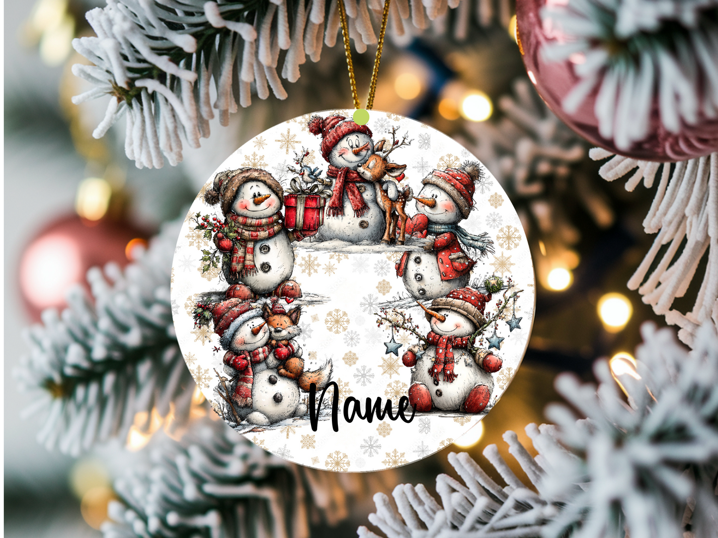Personalized Whimsical Snowman Ornament • Custom Name Christmas Ornament • Merry Christmas 2026 Holiday Gift (2025-18)