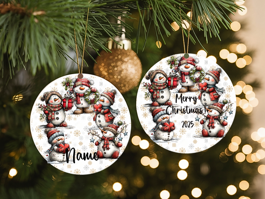 Personalized Whimsical Snowman Ornament • Keepsake • Custom Name Christmas Ornament • Merry Christmas 2025 Holiday Gift (2025-19)