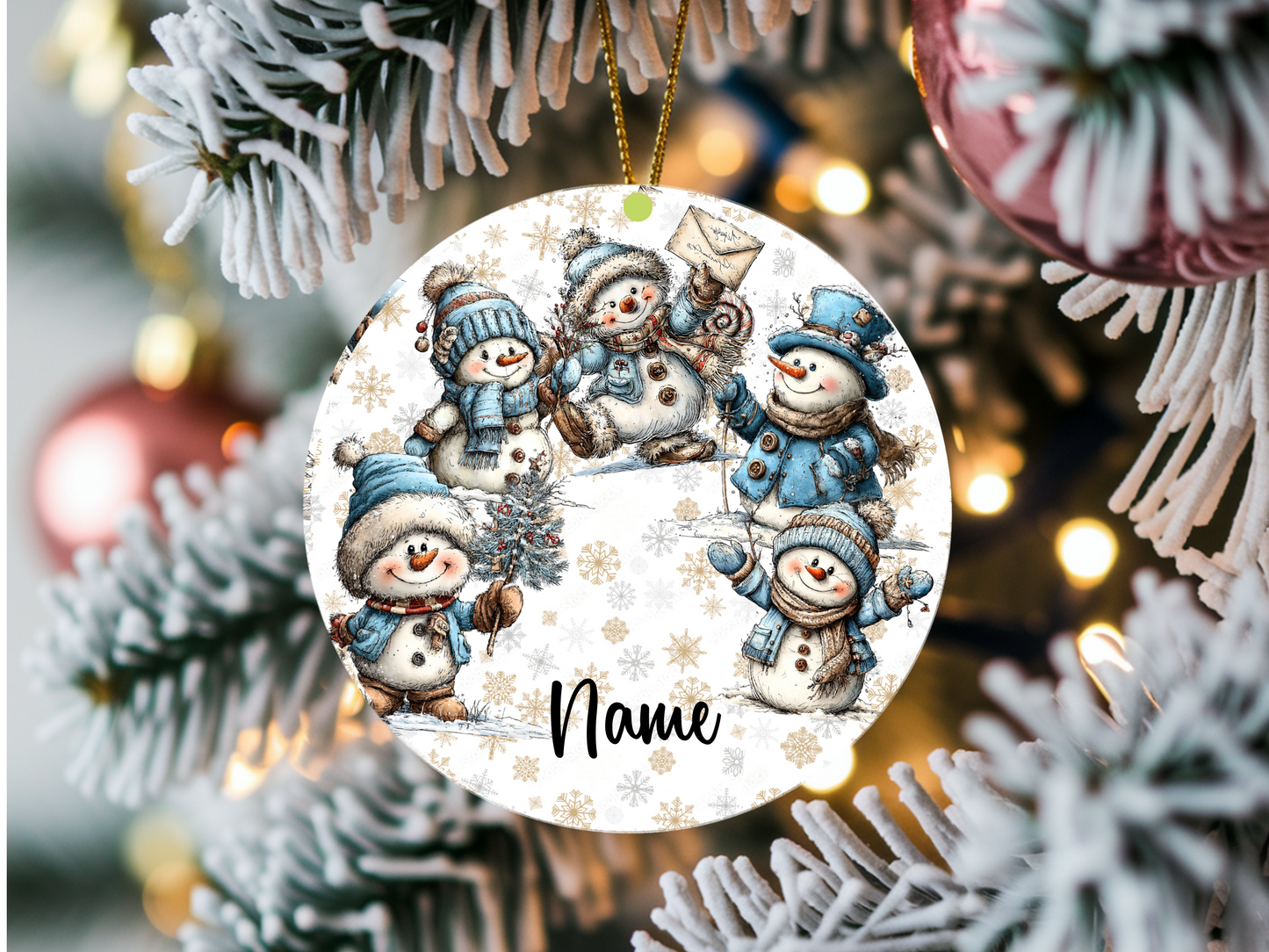 Personalized Whimsical Snowman Ornament • Christmas Decor • Custom Name Holiday Ornament • Merry Christmas 2026 Gift (2025-02)
