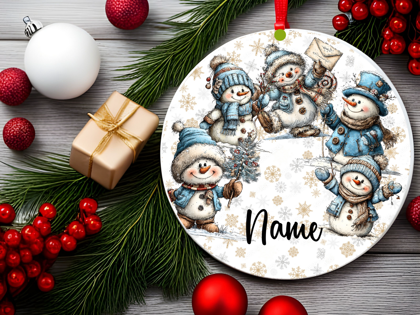 Personalized Whimsical Snowman Ornament • Christmas Decor • Custom Name Holiday Ornament • Merry Christmas 2026 Gift (2025-02)