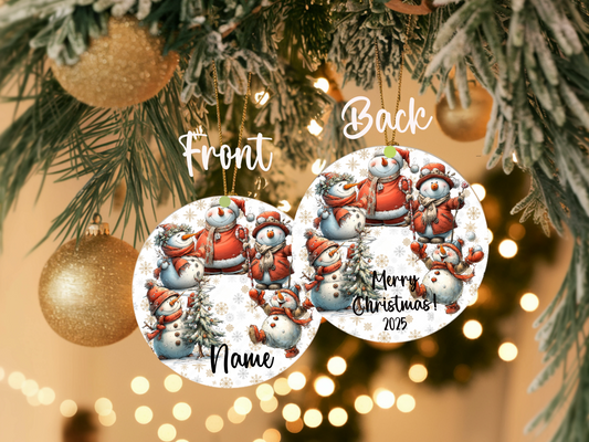 Personalized Whimsical Snowman Ornament • Custom Name Christmas Ornament • Merry Christmas 2025 Holiday Gift (2025-21)