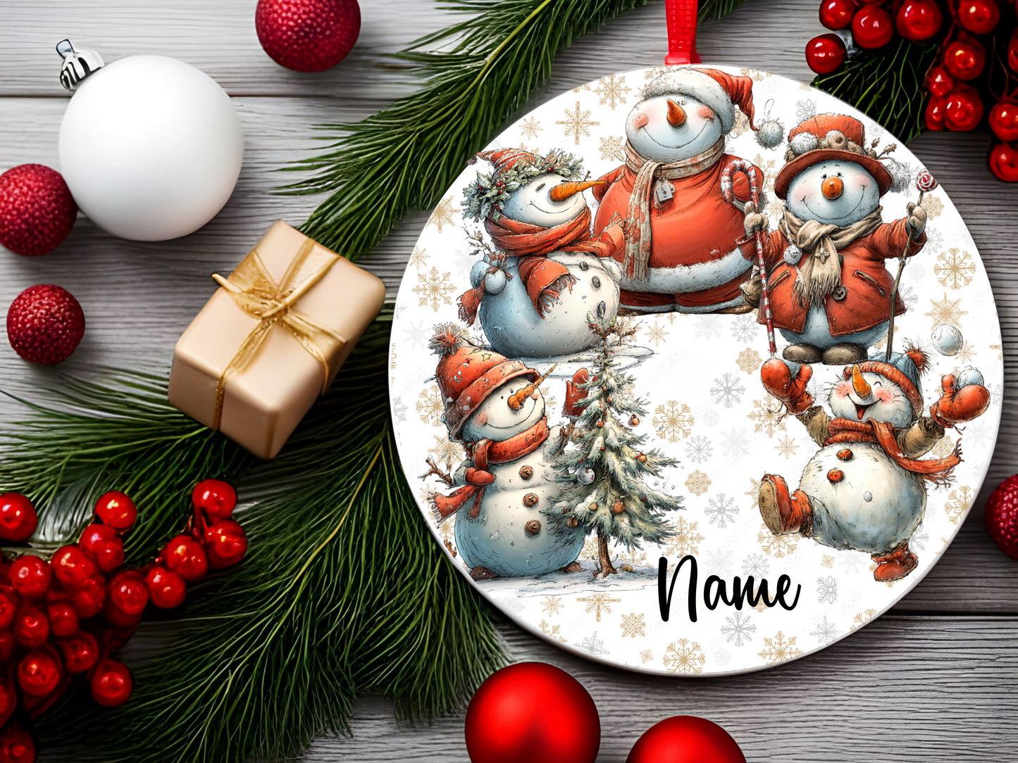 Personalized Whimsical Snowman Ornament • Custom Name Christmas Ornament • Merry Christmas 2026 Holiday Gift (2025-21)