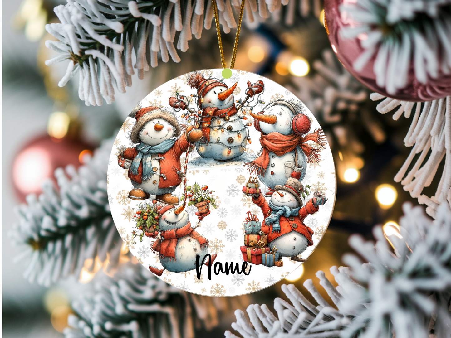 Personalized Whimsical Snowman Ornament • Custom Name Christmas Ornament • Merry Christmas 2026 Holiday Gift (2025-22)