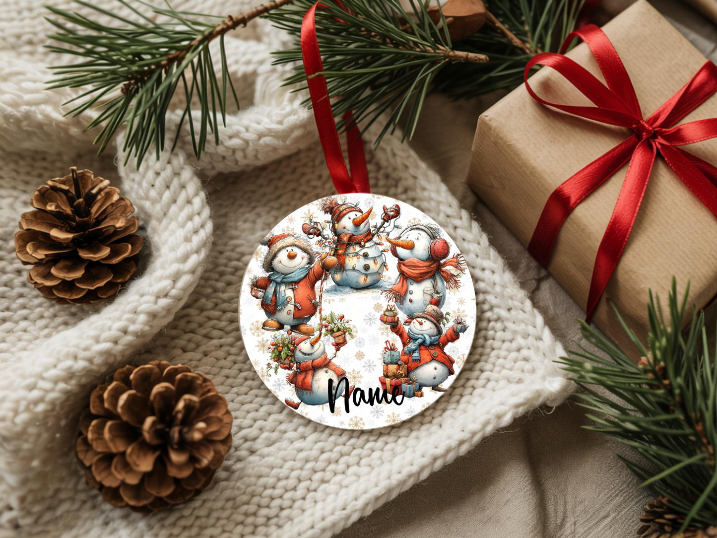 Personalized Whimsical Snowman Ornament • Custom Name Christmas Ornament • Merry Christmas 2026 Holiday Gift (2025-22)