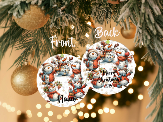 Personalized Whimsical Snowman Ornament • Custom Name Christmas Ornament • Merry Christmas 2025 Holiday Gift (2025-22)