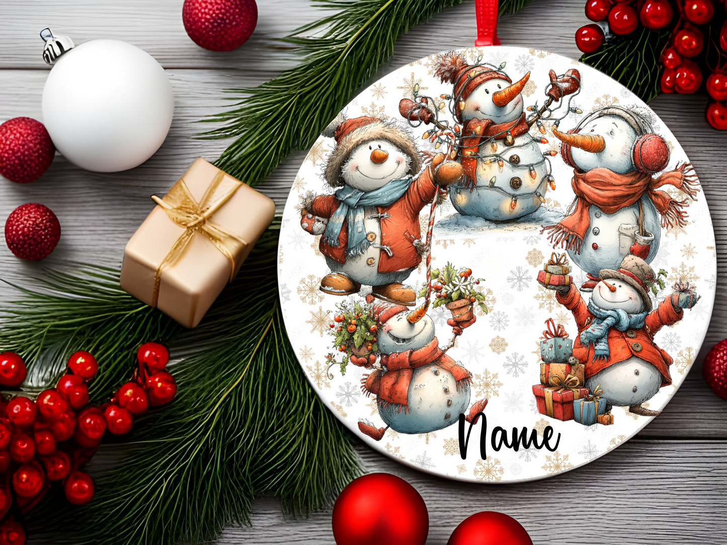 Personalized Whimsical Snowman Ornament • Custom Name Christmas Ornament • Merry Christmas 2026 Holiday Gift (2025-22)