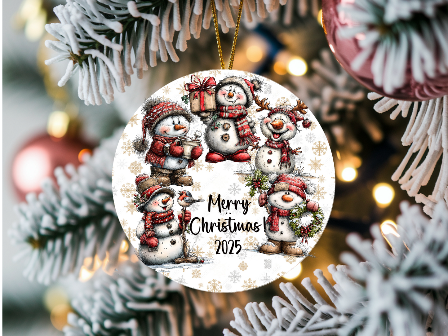 Personalized Whimsical Snowman Ornament • Custom Name Christmas Ornament • Merry Christmas 2025 Holiday Gift (2025-24)