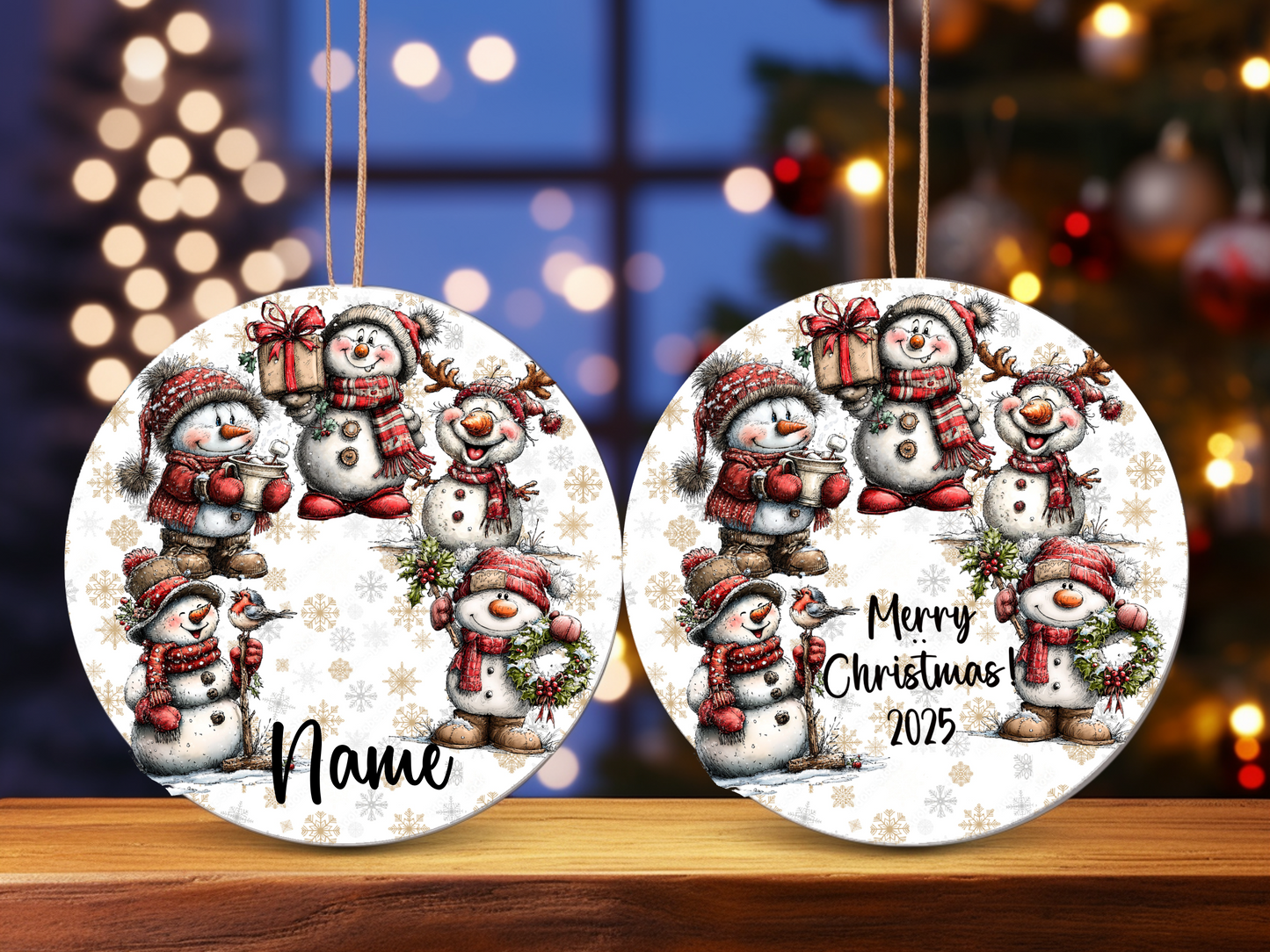Personalized Whimsical Snowman Ornament • Custom Name Christmas Ornament • Merry Christmas 2025 Holiday Gift (2025-24)