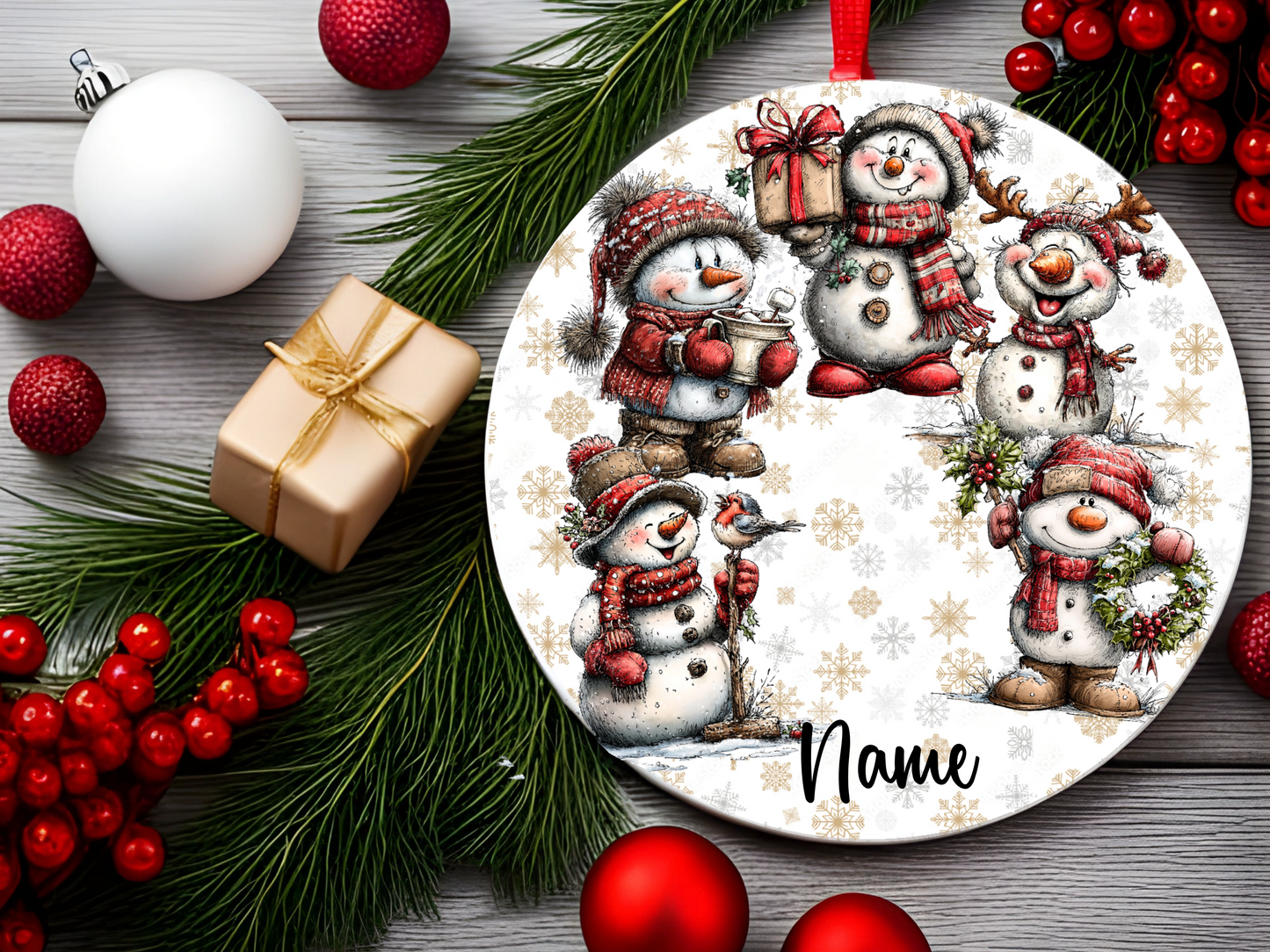 Personalized Whimsical Snowman Ornament • Custom Name Christmas Ornament • Merry Christmas 2025 Holiday Gift (2025-24)
