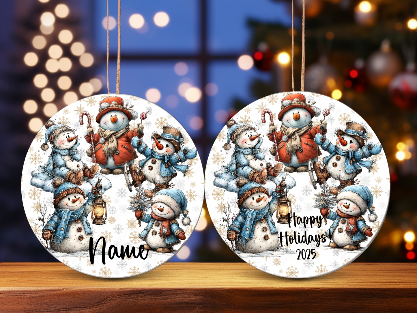 Personalized Whimsical Snowman Ornament • Custom Name Christmas Ornament • Happy Holidays 2025 (2025-28)