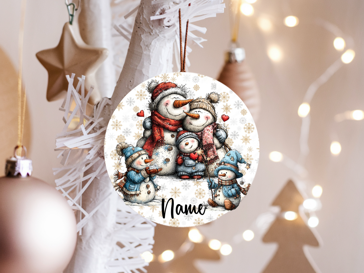 Personalized Family Snowman Ornament • Custom Name Ornament • Happy Holidays 2026 Keepsake (2025-29)