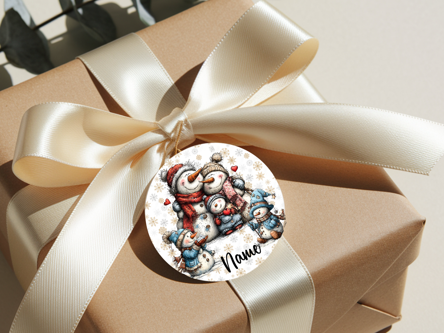 Personalized Family Snowman Ornament • Custom Name Ornament • Happy Holidays 2026 Keepsake (2025-29)