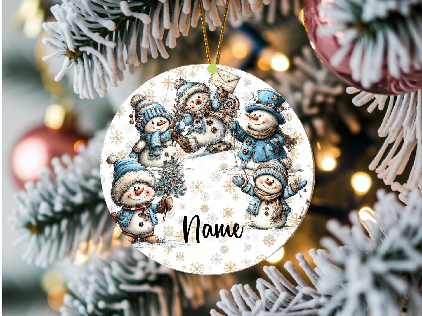 Personalized Whimsical Snowman Ornament • Custom Name Ornament • Merry Christmas Holiday Gift (2025-03)