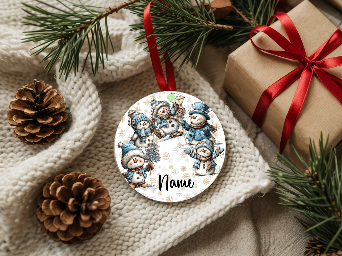 Personalized Whimsical Snowman Ornament • Custom Name Ornament • Merry Christmas Holiday Gift (2025-03)