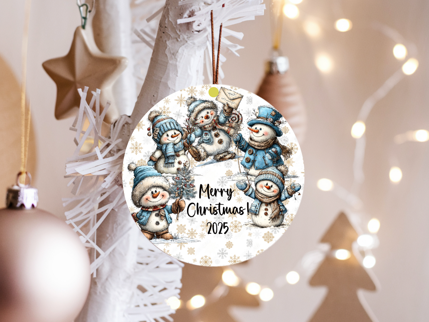Personalized Whimsical Snowman Ornament • Custom Name Ornament • Merry Christmas Holiday Gift (2025-03)