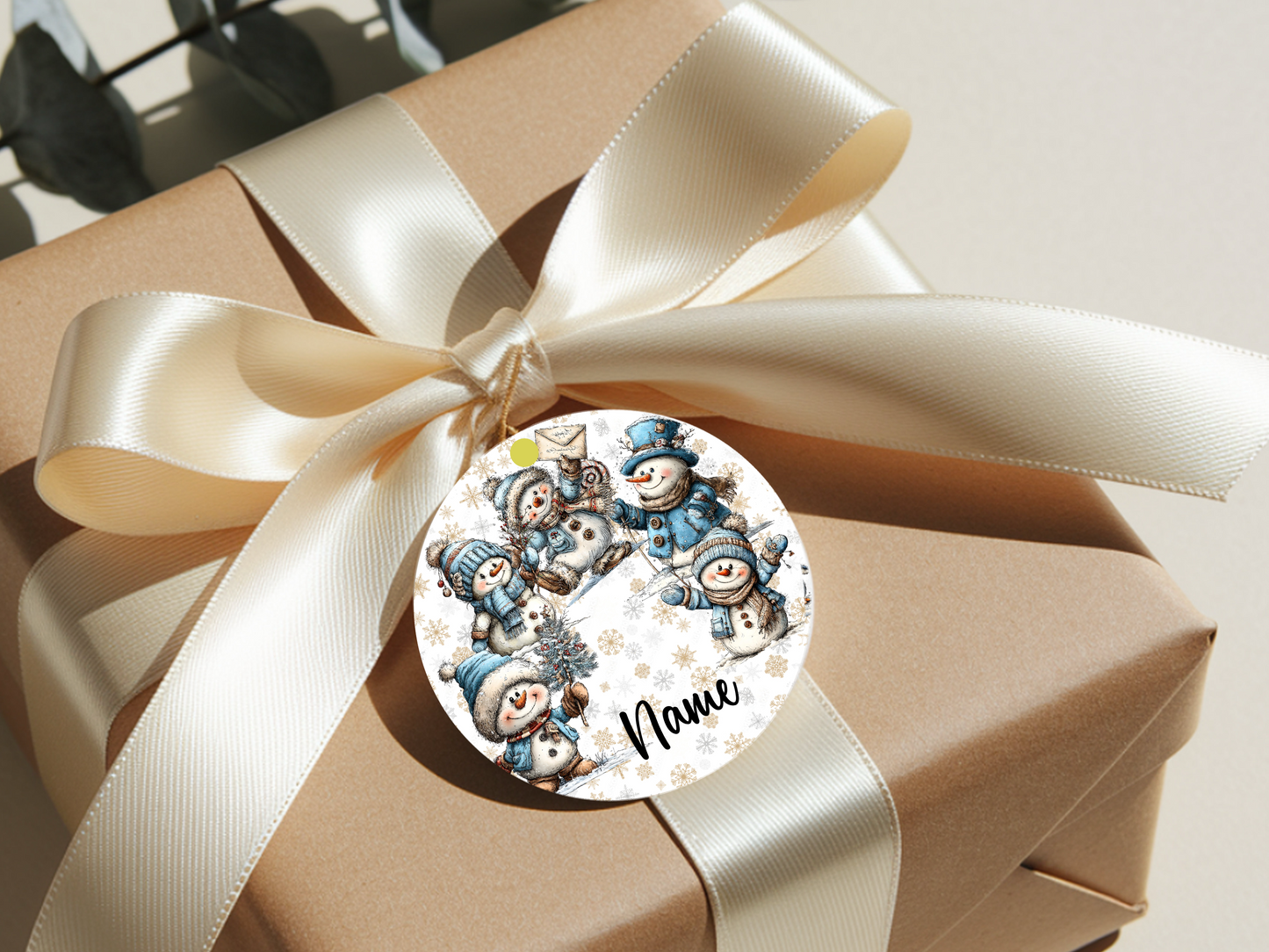 Personalized Whimsical Snowman Ornament • Custom Name Ornament • Merry Christmas Holiday Gift (2025-03)