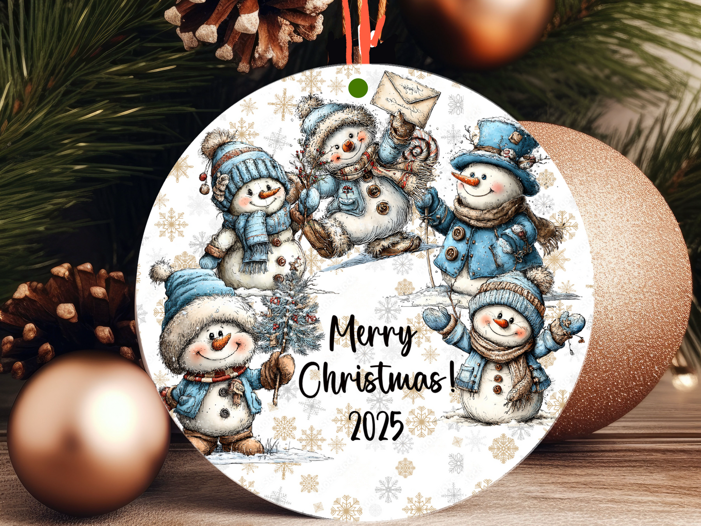 Personalized Whimsical Snowman Ornament • Custom Name Ornament • Merry Christmas Holiday Gift (2025-03)