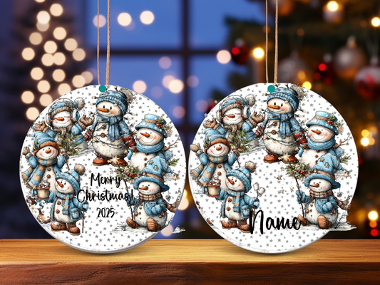 Personalized Whimsical Snowman Ornament • Custom Name Christmas Ornament • Holiday Gift 2025 (2025-04)