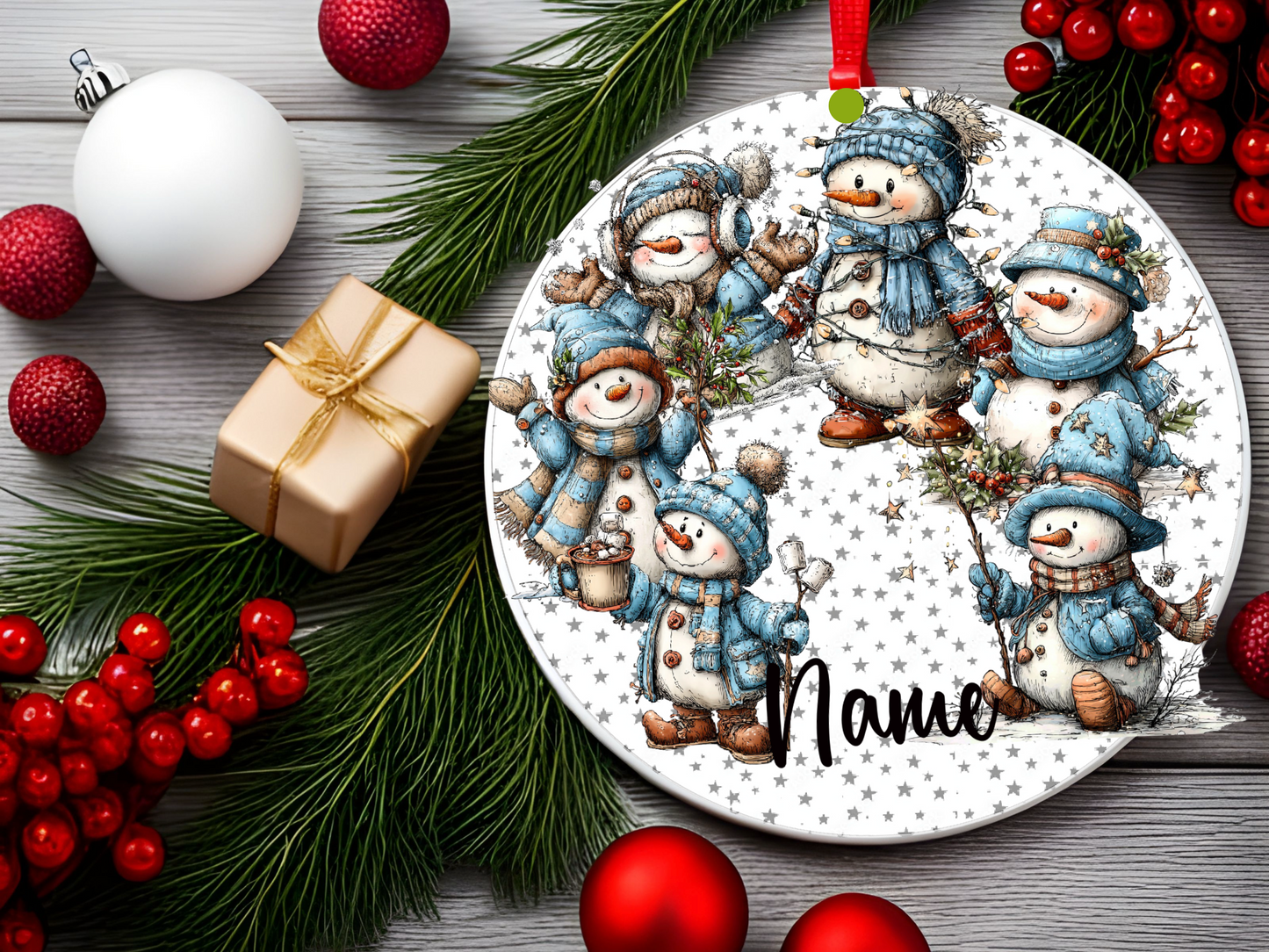 Personalized Whimsical Snowman Ornament • Custom Name Christmas Ornament • Holiday Gift 2026 (2025-04)