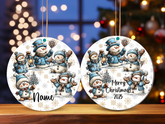 Personalized Whimsical Snowman Ornament • Custom Name Christmas Ornament • Holiday Keepsake 2025 (2025-05)