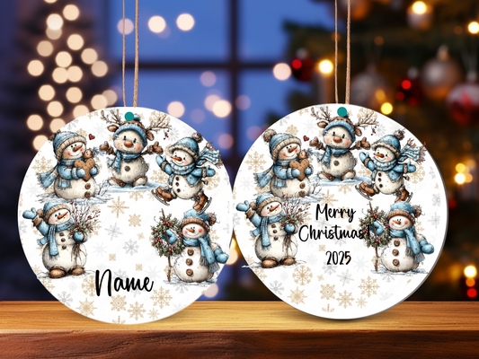 Personalized Whimsical Snowman Ornament • Custom Name Christmas Ornament • Holiday Keepsake 2025 (2025-06)