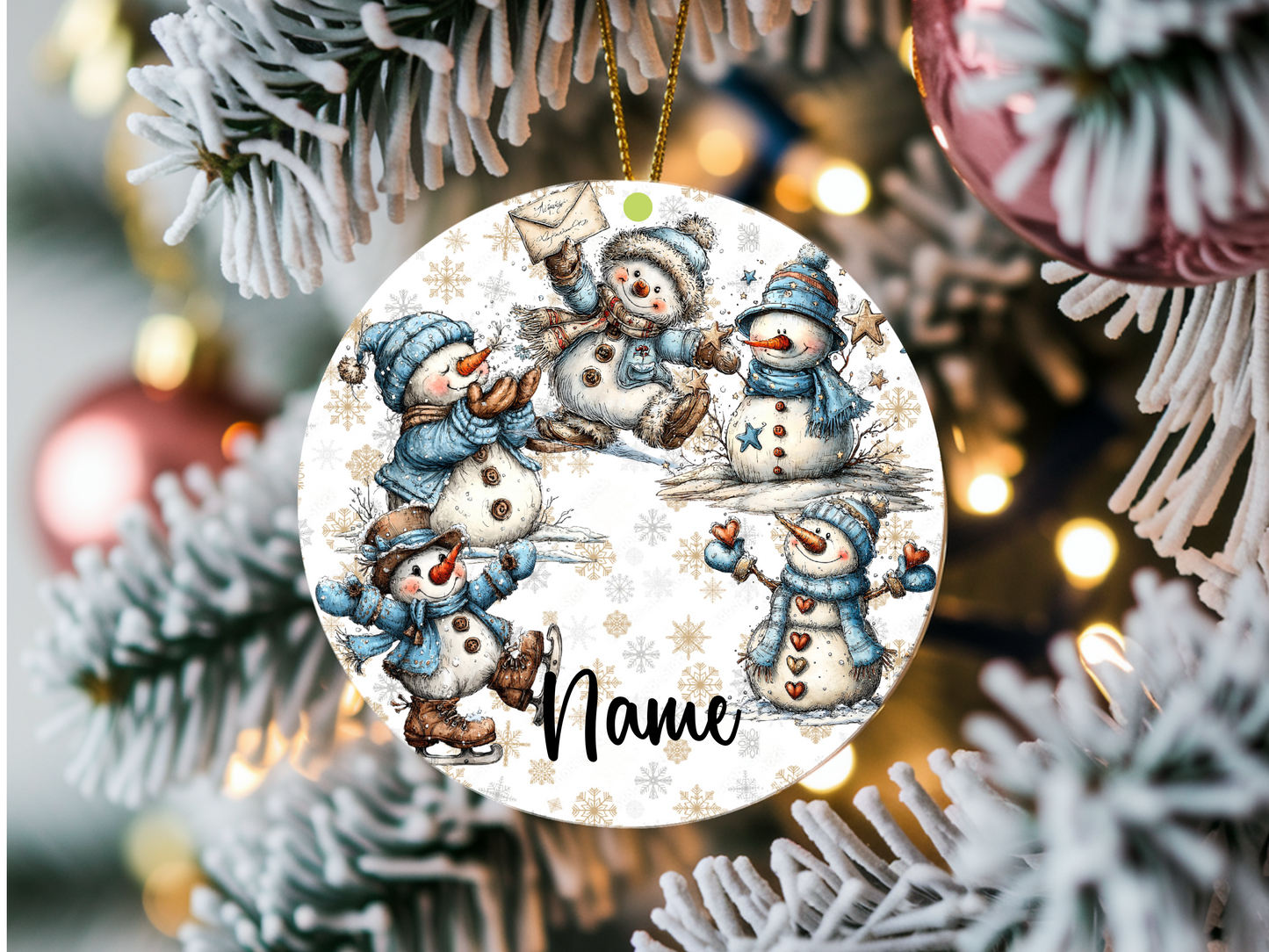 Personalized Whimsical Snowman Ornament • Custom Name Christmas Ornament • Merry Christmas 2026 Holiday Gift (2025-08)