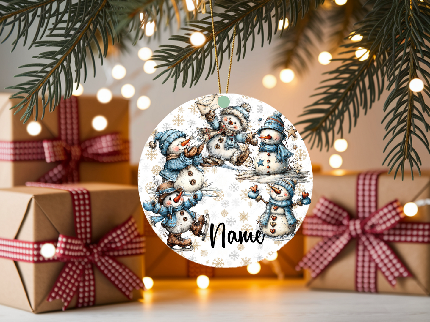 Personalized Whimsical Snowman Ornament • Custom Name Christmas Ornament • Merry Christmas 2026 Holiday Gift (2025-08)