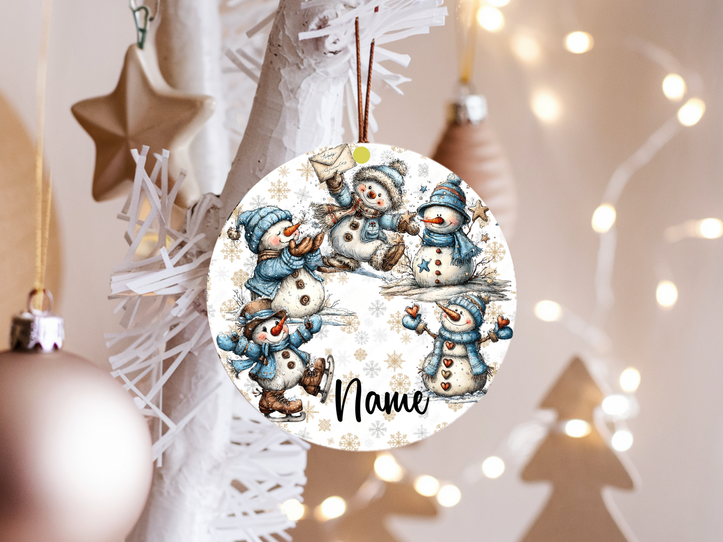 Personalized Whimsical Snowman Ornament • Custom Name Christmas Ornament • Merry Christmas 2026 Holiday Gift (2025-08)