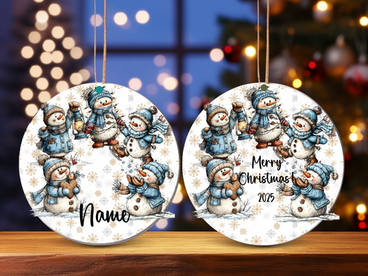 Personalized Whimsical Snowman Ornament • Custom Name Christmas Ornament • Merry Christmas 2025 Holiday Gift (2025-09)
