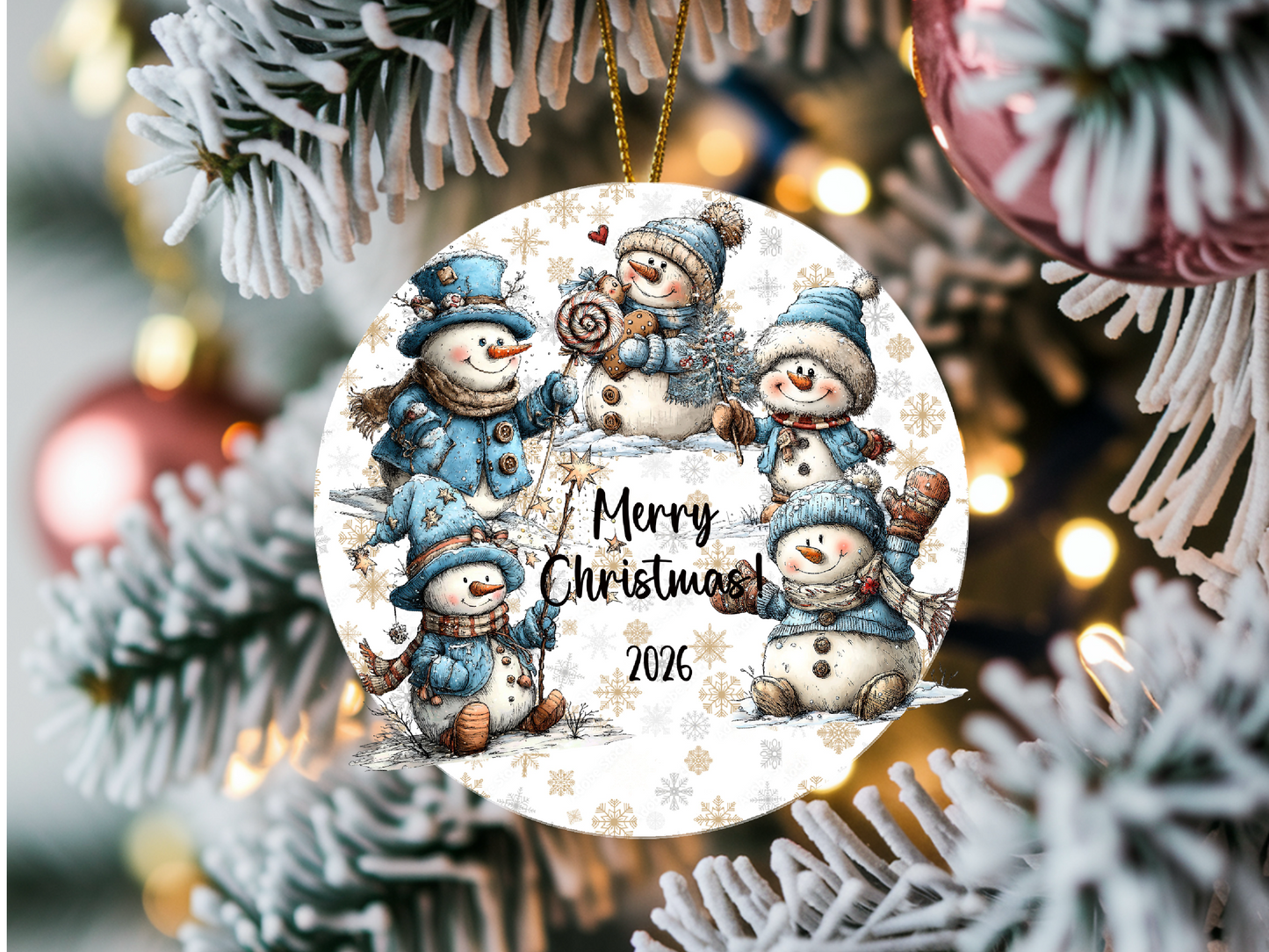 Personalized Whimsical Snowman Ornament • Custom Name Christmas Ornament • Merry Christmas 2026 Winter Gift (2025-10)