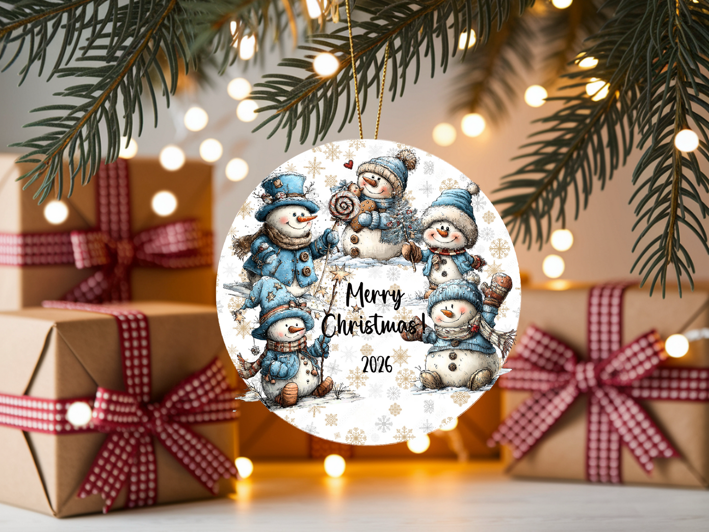 Personalized Whimsical Snowman Ornament • Custom Name Christmas Ornament • Merry Christmas 2026 Winter Gift (2025-10)