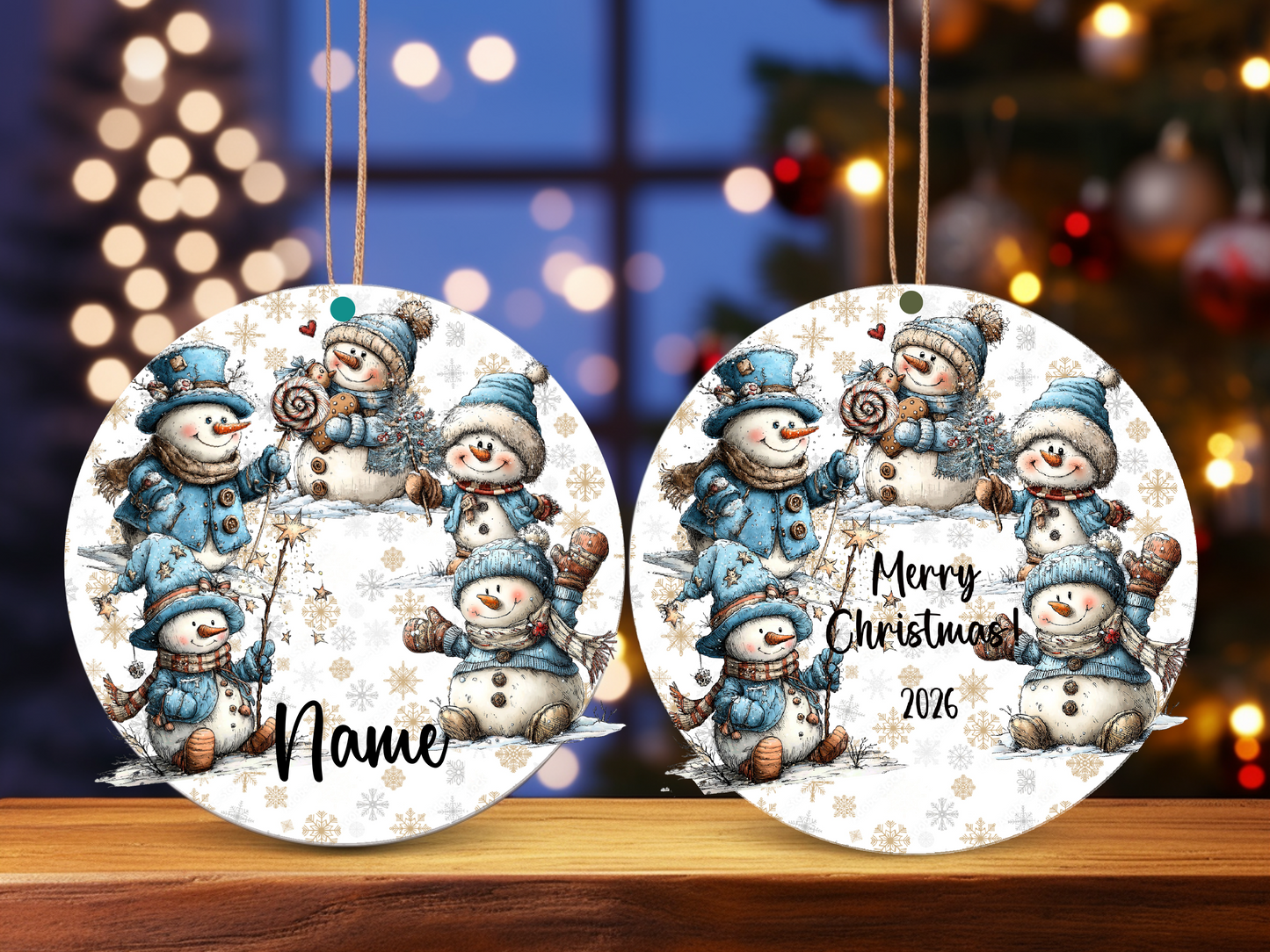 Personalized Whimsical Snowman Ornament • Custom Name Christmas Ornament • Merry Christmas 2026 Winter Gift (2025-10)