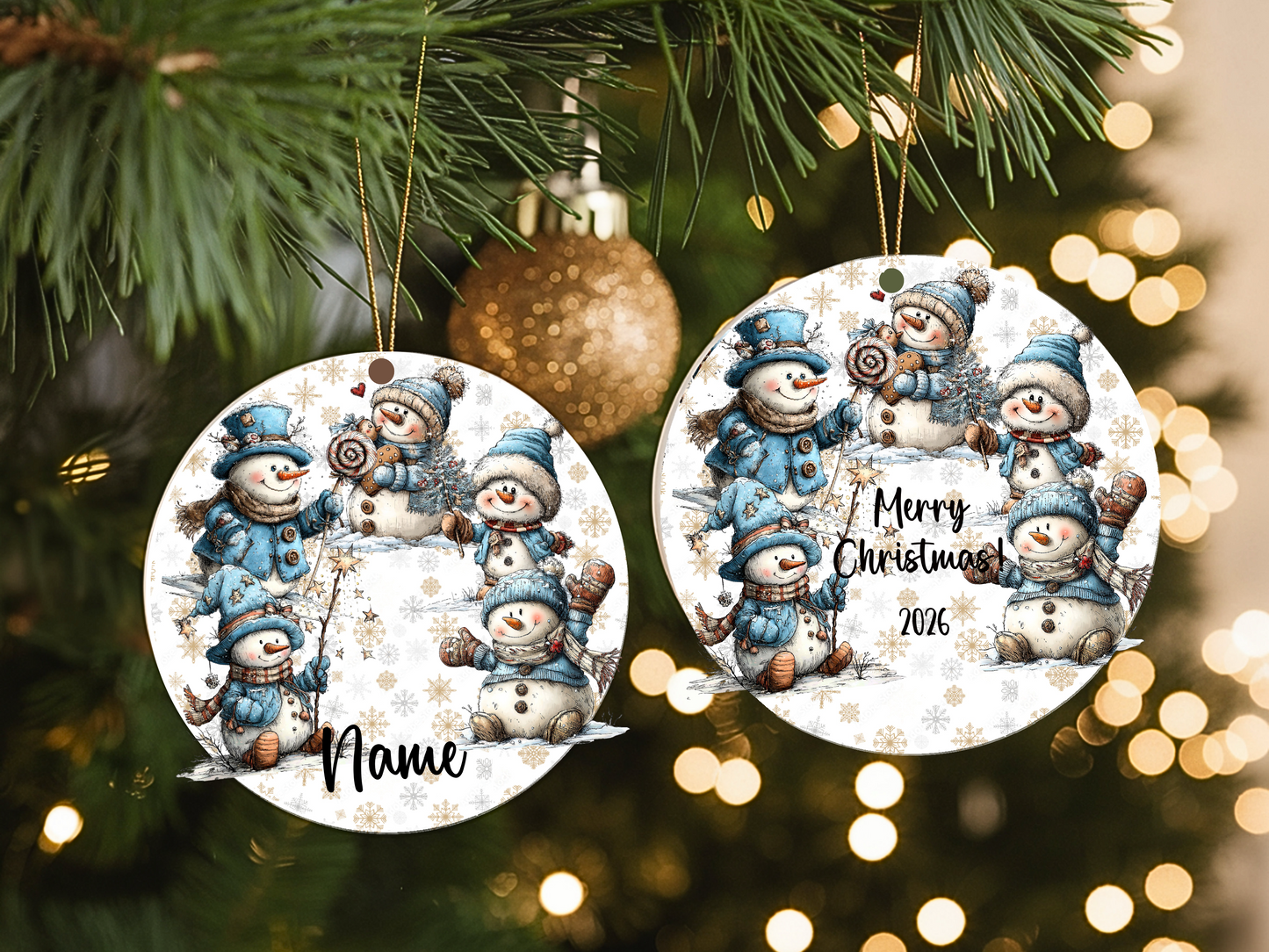 Personalized Whimsical Snowman Ornament • Custom Name Christmas Ornament • Merry Christmas 2026 Winter Gift (2025-10)