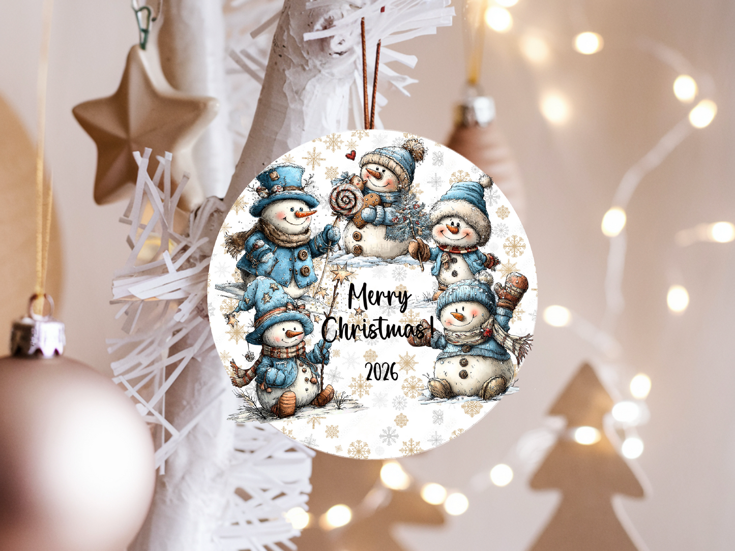 Personalized Whimsical Snowman Ornament • Custom Name Christmas Ornament • Merry Christmas 2026 Winter Gift (2025-10)