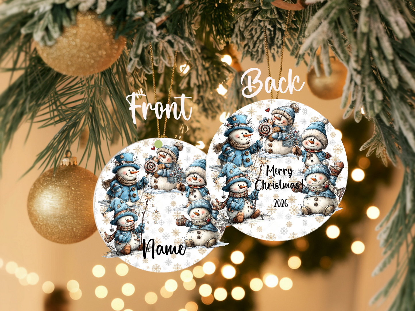 Personalized Whimsical Snowman Ornament • Custom Name Christmas Ornament • Merry Christmas 2026 Winter Gift (2025-10)