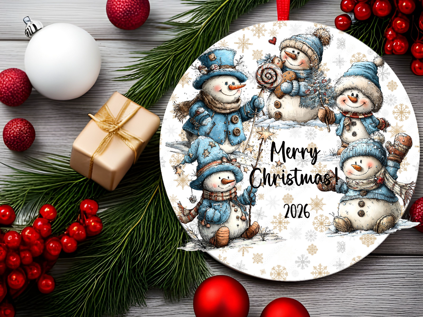 Personalized Whimsical Snowman Ornament • Custom Name Christmas Ornament • Merry Christmas 2026 Winter Gift (2025-10)