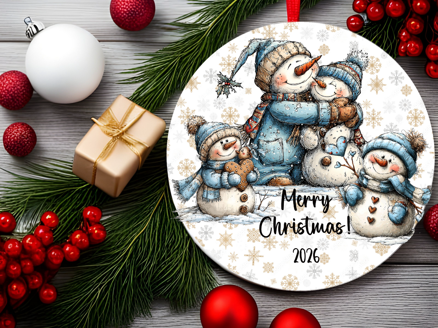 Personalized Whimsical Family Ornament • Custom Name Christmas Ornament • Merry Christmas 2026 Holiday Gift (2025-11)