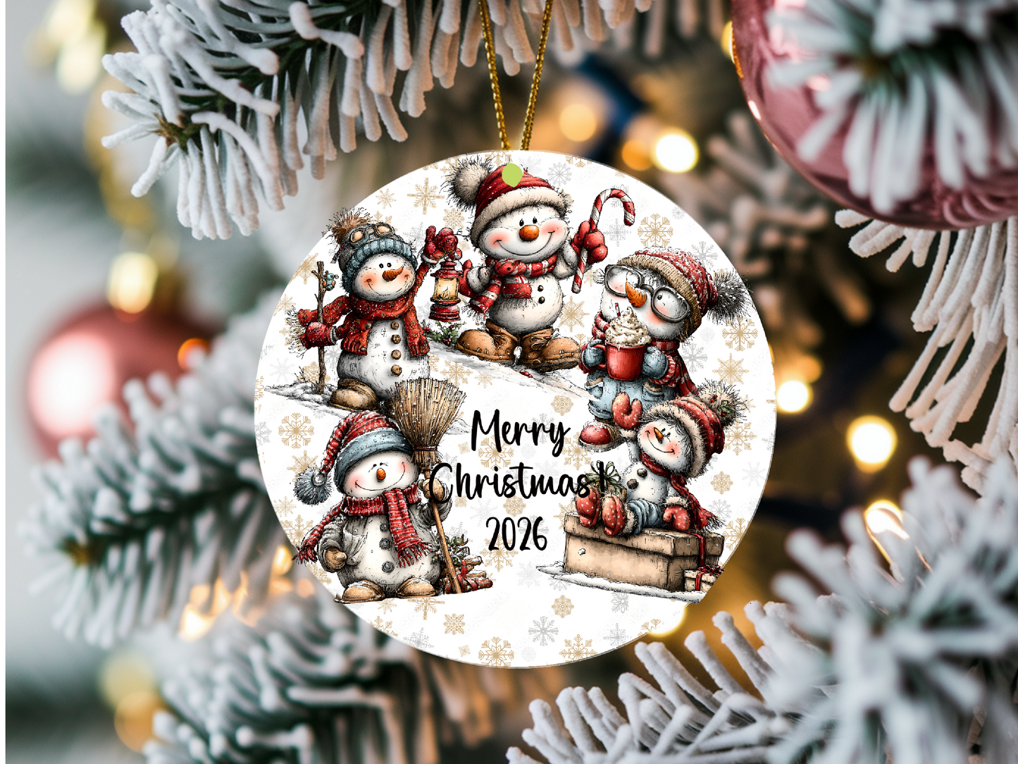 Personalized Whimsical Snowman Ornament • Custom Name Christmas Ornament • Merry Christmas 2026 Holiday Gift (2025-14)