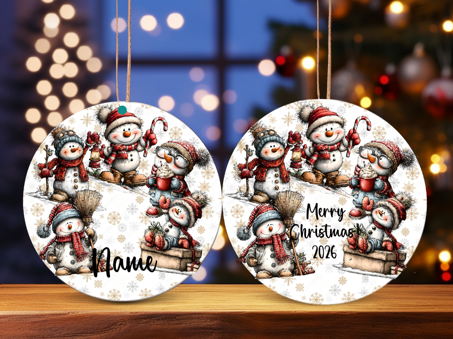 Personalized Whimsical Snowman Ornament • Custom Name Christmas Ornament • Merry Christmas 2026 Holiday Gift (2025-14)