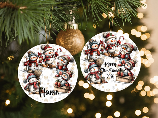 Personalized Whimsical Snowman Ornament • Custom Name Christmas Ornament • Merry Christmas 2026 Holiday Gift (2025-14)