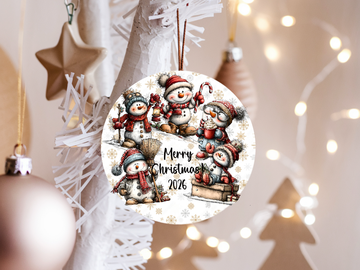 Personalized Whimsical Snowman Ornament • Custom Name Christmas Ornament • Merry Christmas 2026 Holiday Gift (2025-14)
