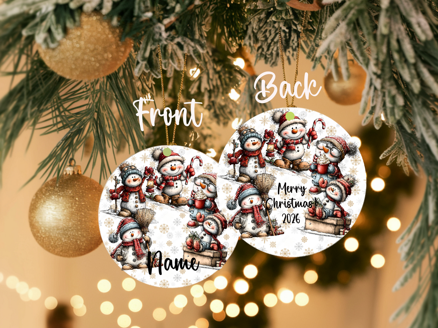 Personalized Whimsical Snowman Ornament • Custom Name Christmas Ornament • Merry Christmas 2026 Holiday Gift (2025-14)