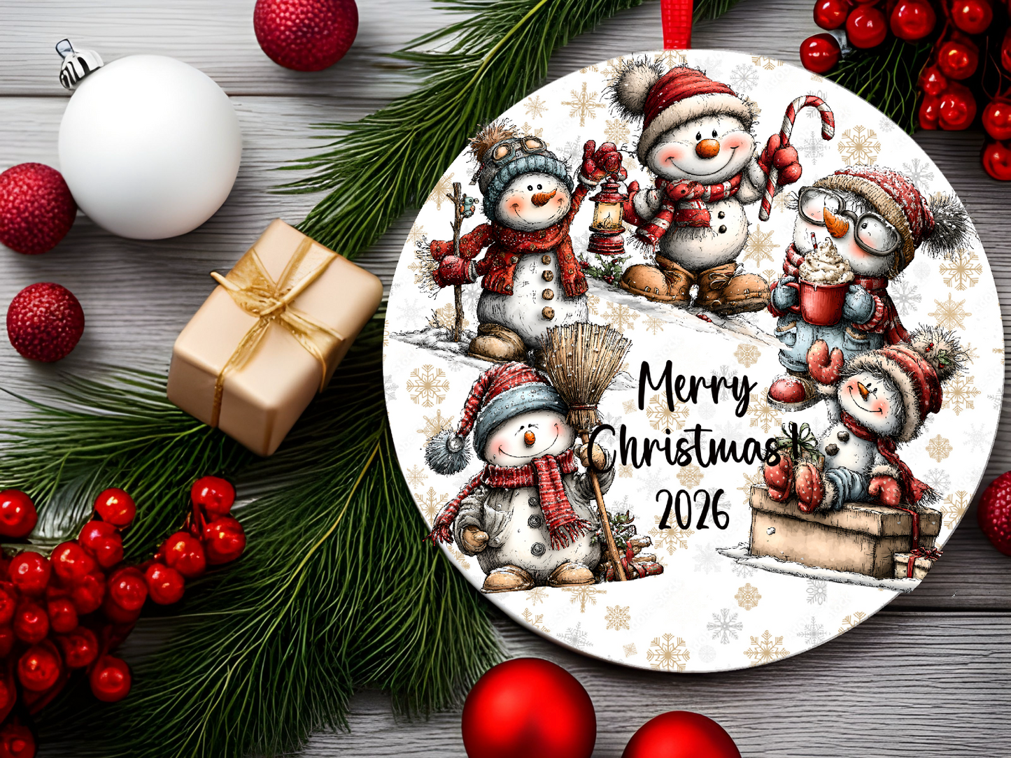 Personalized Whimsical Snowman Ornament • Custom Name Christmas Ornament • Merry Christmas 2026 Holiday Gift (2025-14)