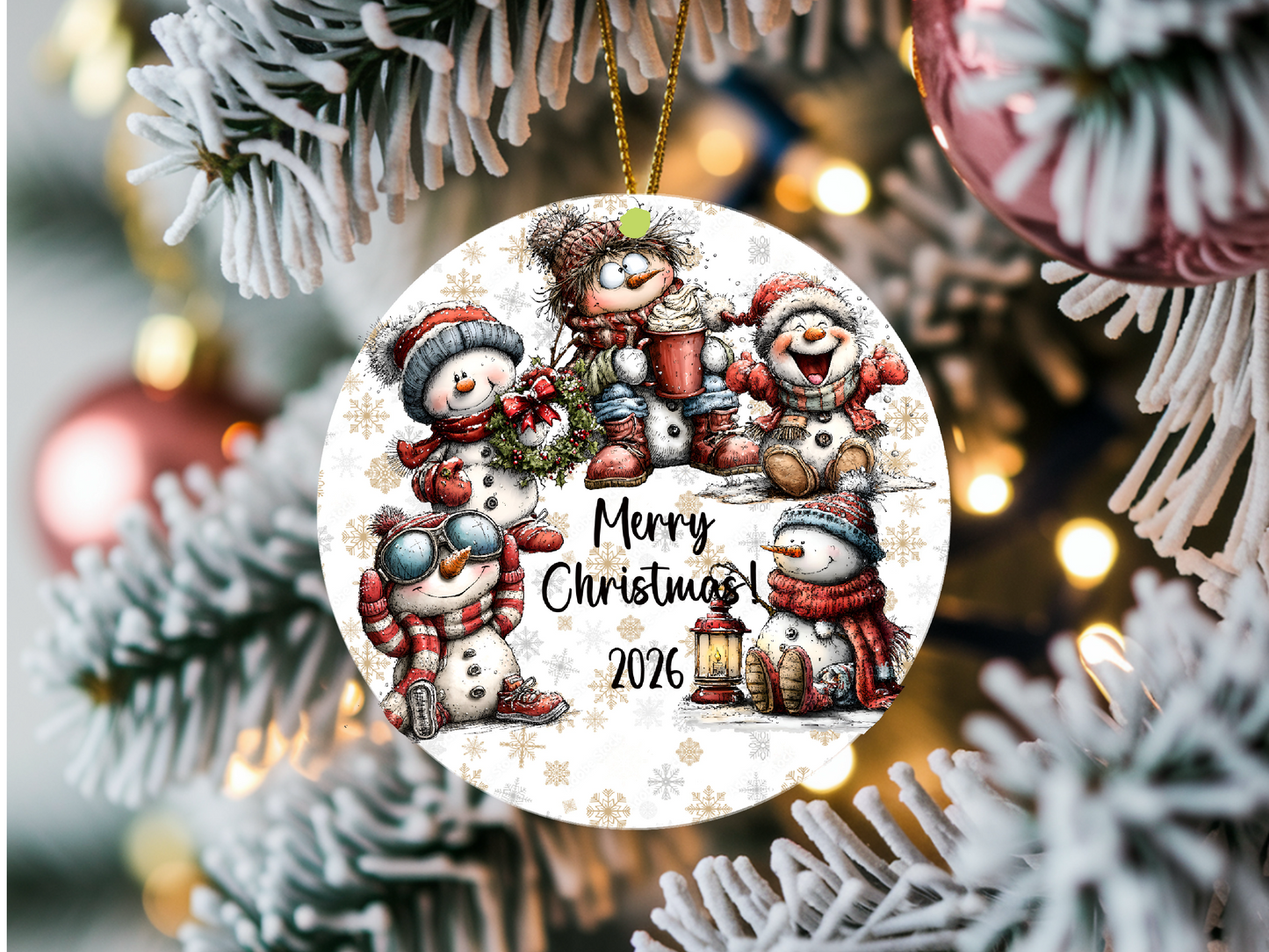Personalized Whimsical Snowman Ornament • Custom Name Christmas Ornament • Merry Christmas 2026 Holiday Gift (2025-15)