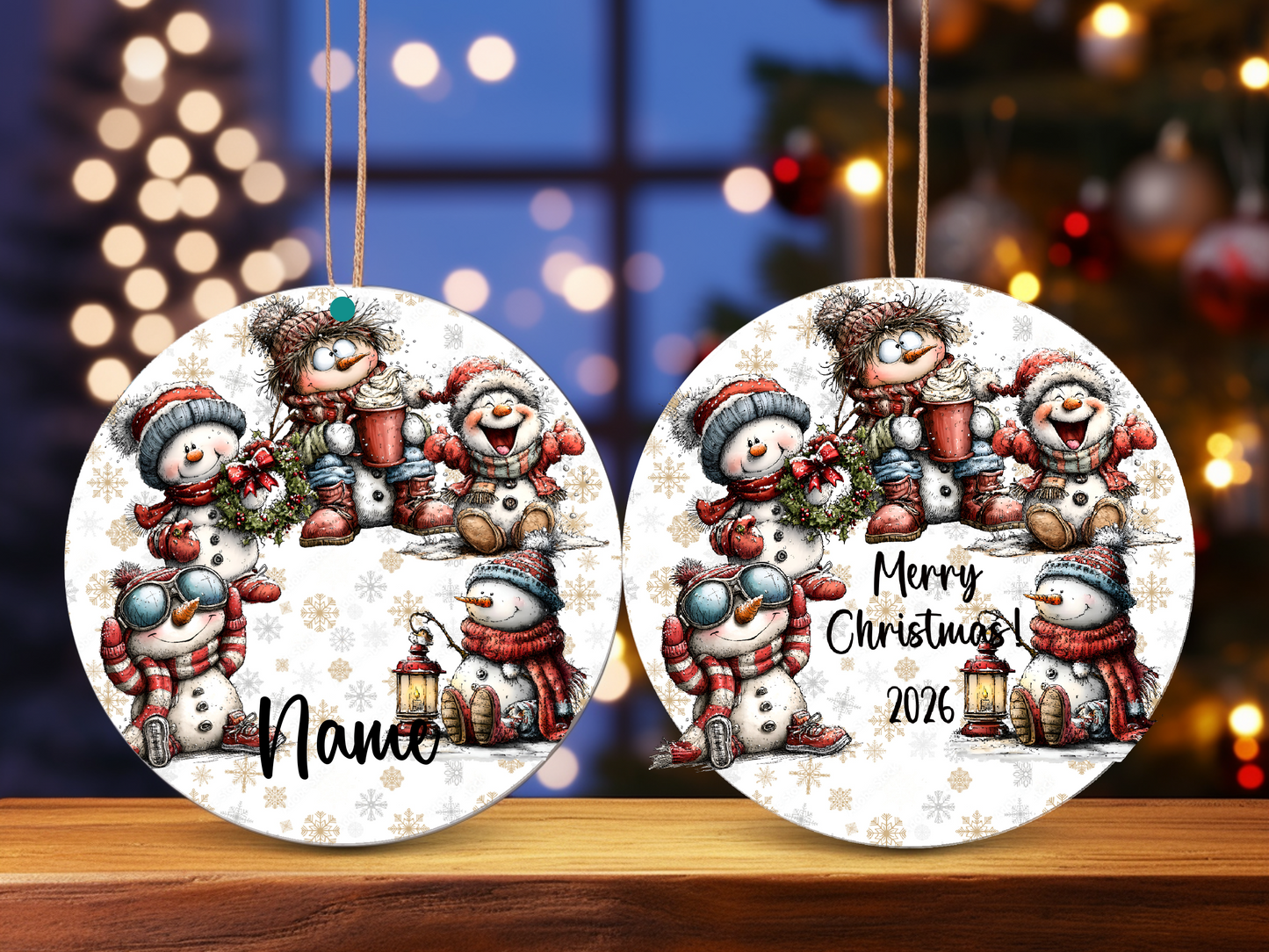 Personalized Whimsical Snowman Ornament • Custom Name Christmas Ornament • Merry Christmas 2026 Holiday Gift (2025-15)